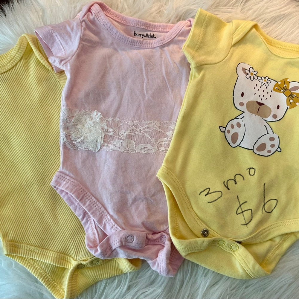 Pink and Yellow Baby Onesies Set
